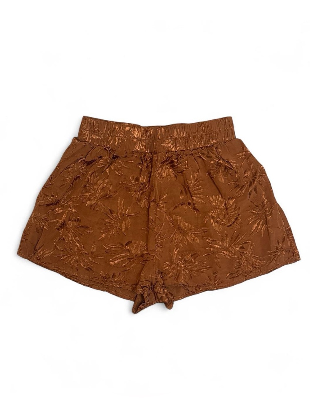 ACOA Orange Brown Leaf Pattern Flowy Shorts Women’s small
